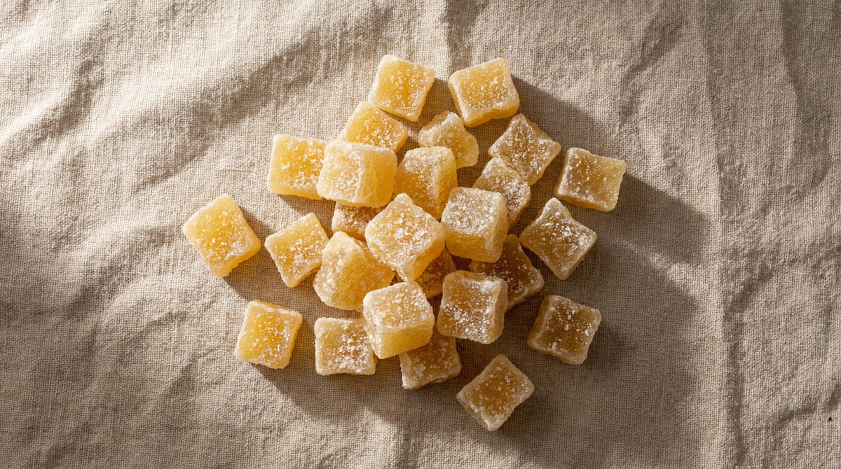 Golden Candied Ginger – Kandierter Ingwer würzig, Khan's Wien