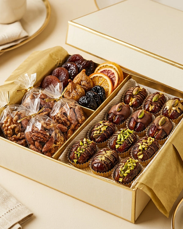 Dattel-Selection Geschenkbox – Gefüllte Medjoul Datteln Khan's Wien