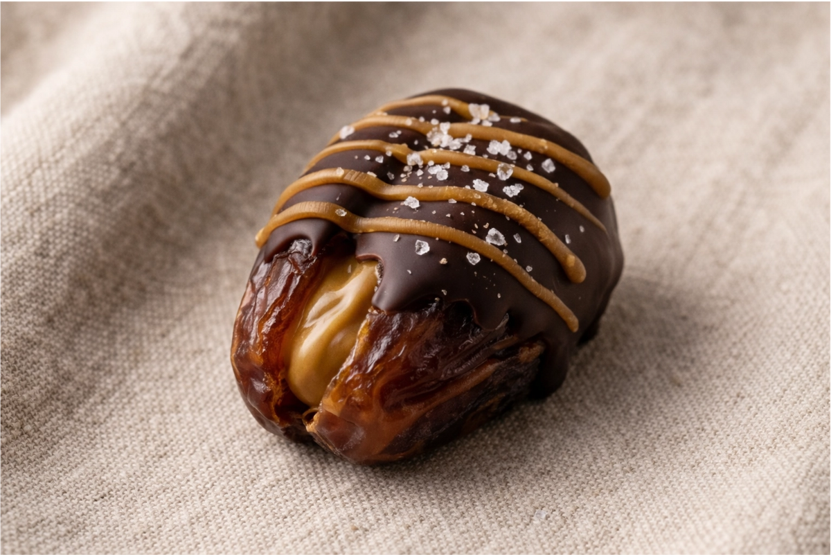 Karamell Dattel Salted Caramel Vollmilch – handgemacht Wien
