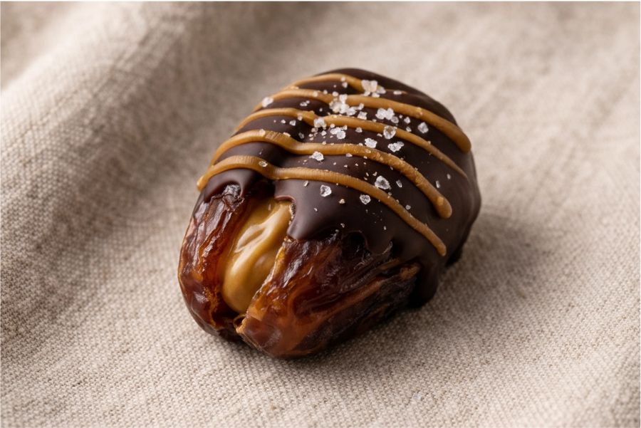Karamell Dattel Salted Caramel Vollmilch – handgemacht Wien
