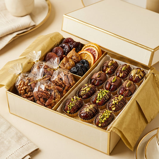 Dattel-Selection Geschenkbox – Gefüllte Medjoul Datteln Khan's Wien